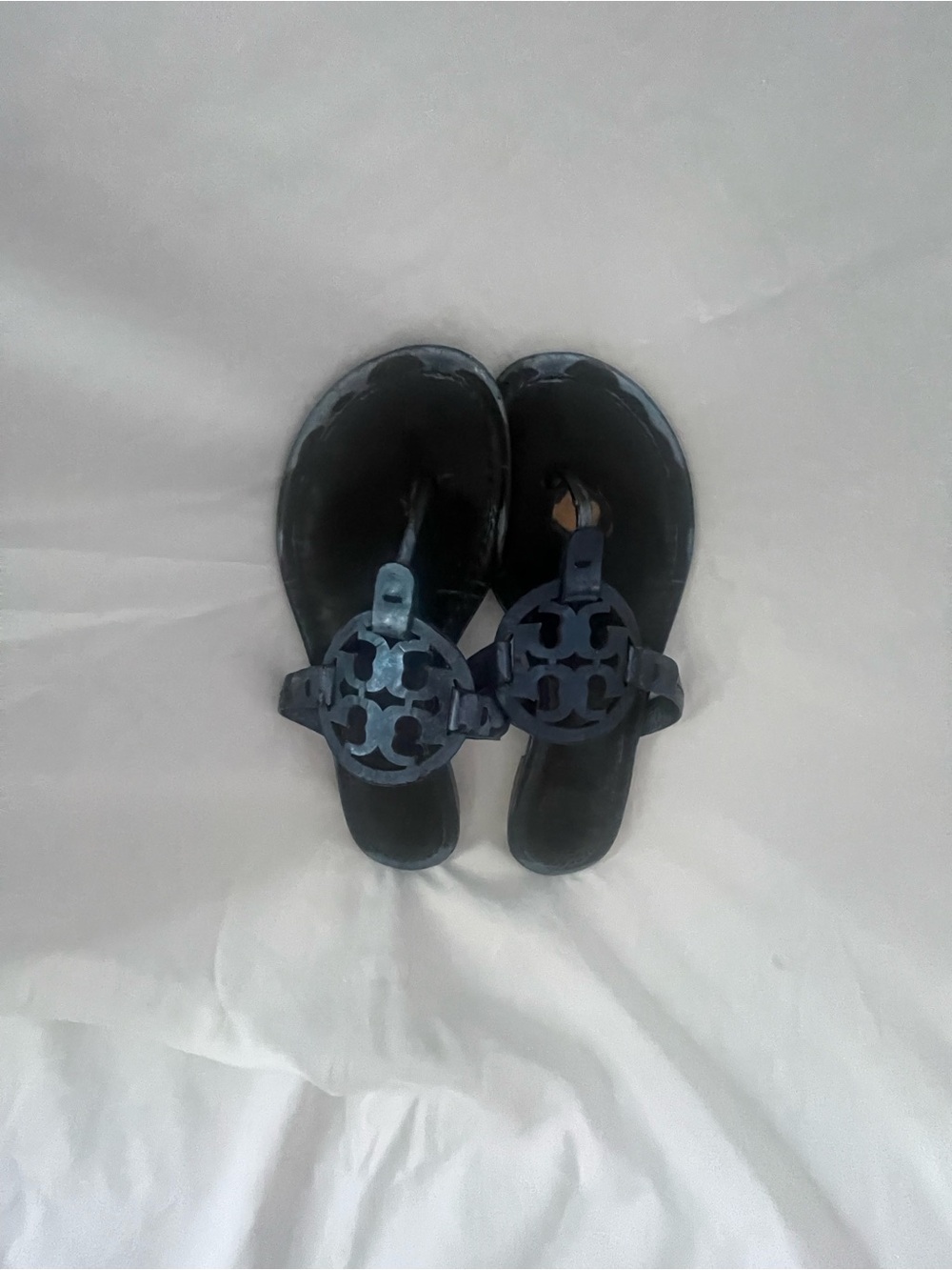 Tory Burch Navy Logo Thong Sandals